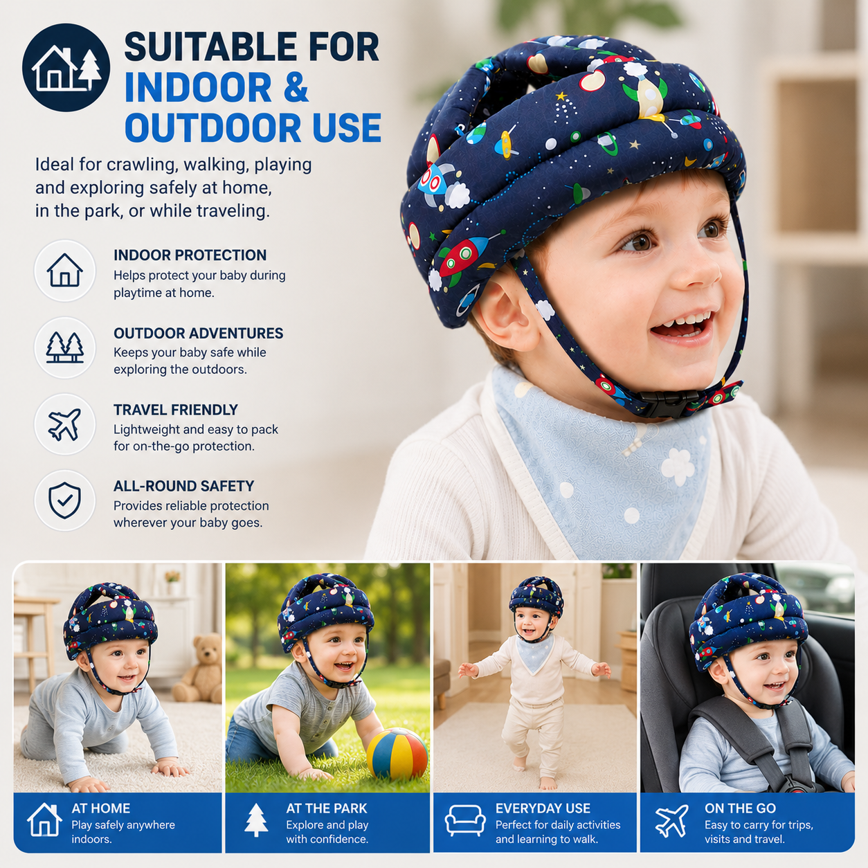 Baby Head Safety Helmet For Crawling Walking Baby Head Protectorㅤㅤ