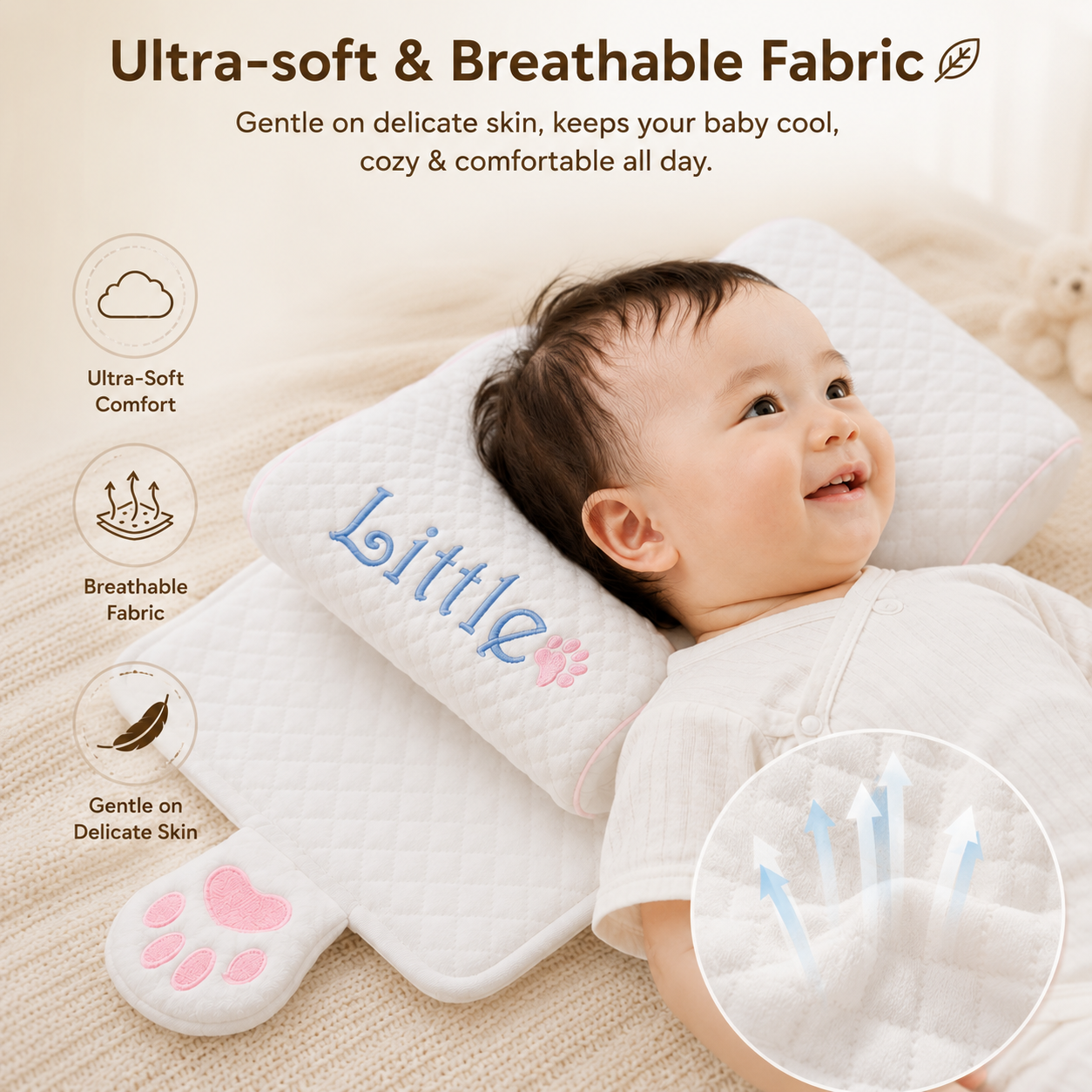 Premium Baby Head Shaping Pillow | Anti-Flat Head Support Cushion for Newborns