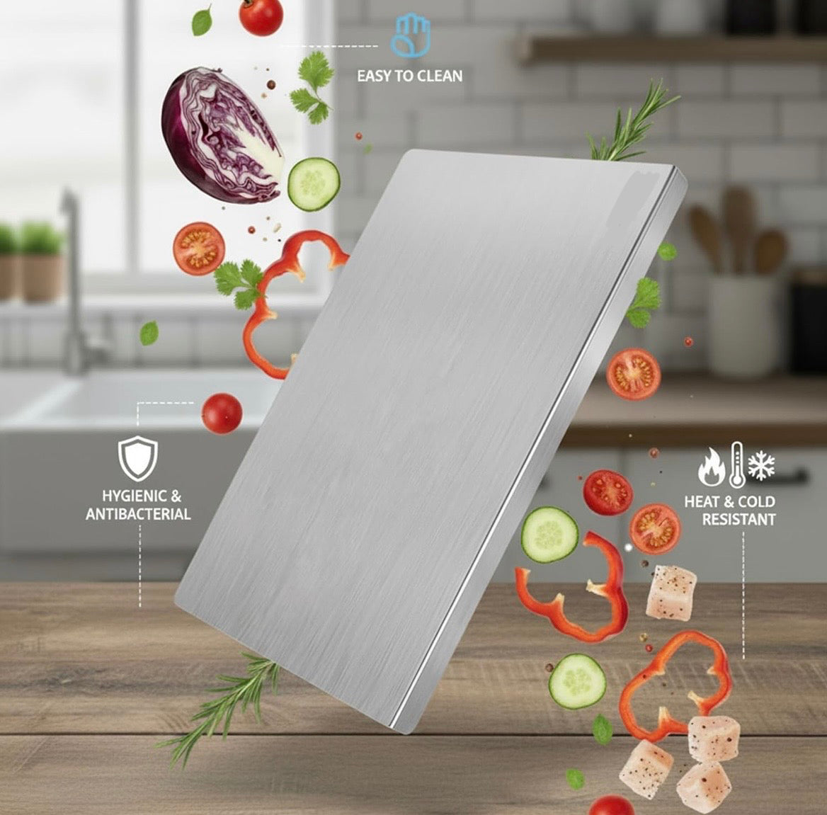 Premium Stainless Steel Rolling Board with Measurement Scale | Anti-Slip Pastry & Dough Board