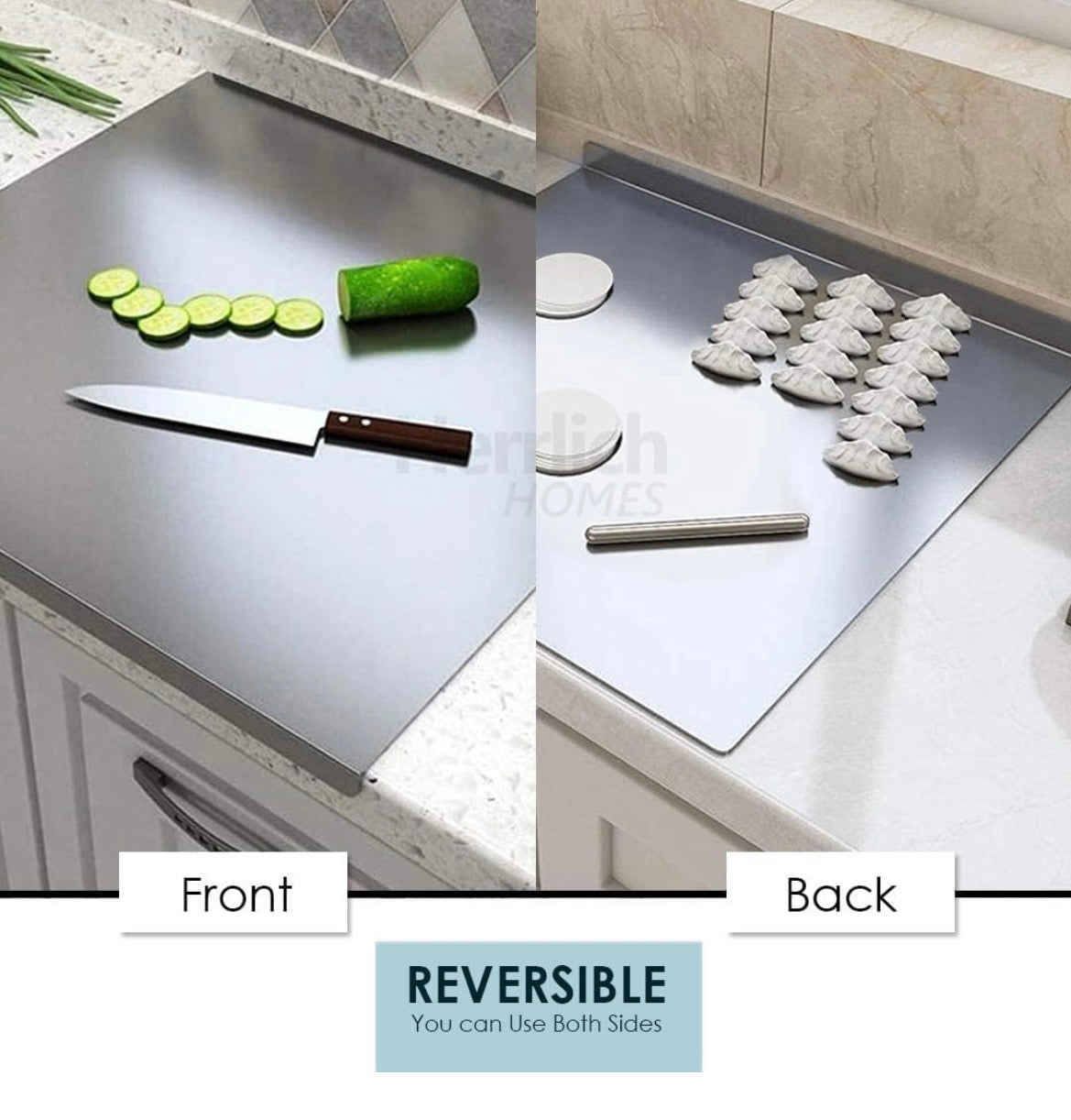Premium Stainless Steel Rolling Board with Measurement Scale | Anti-Slip Pastry & Dough Board