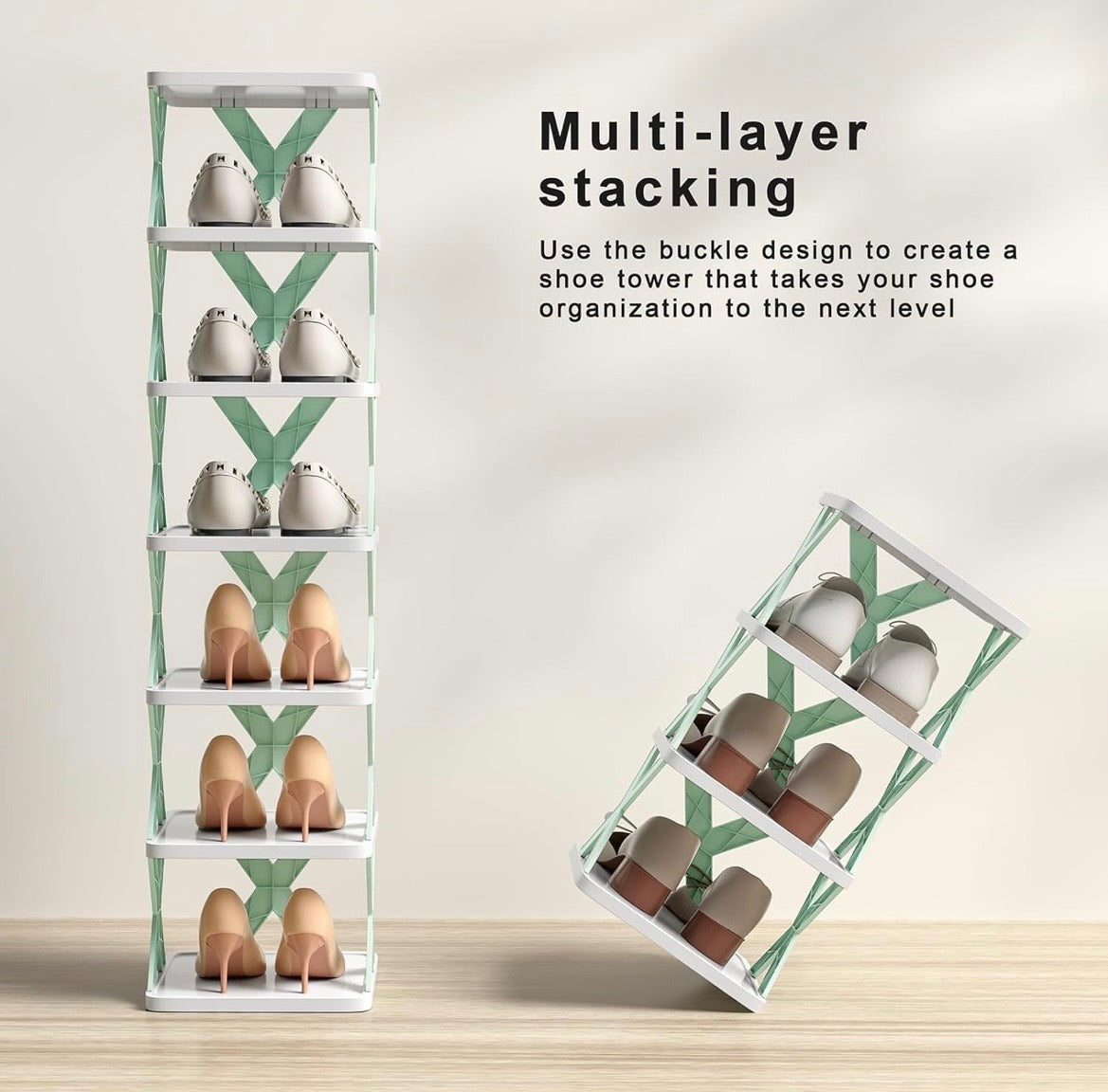 6-Tier Stackable Shoe Rack Organizer – Compact Storage Shelf