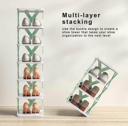 6-Tier Stackable Shoe Rack Organizer – Compact Storage Shelf